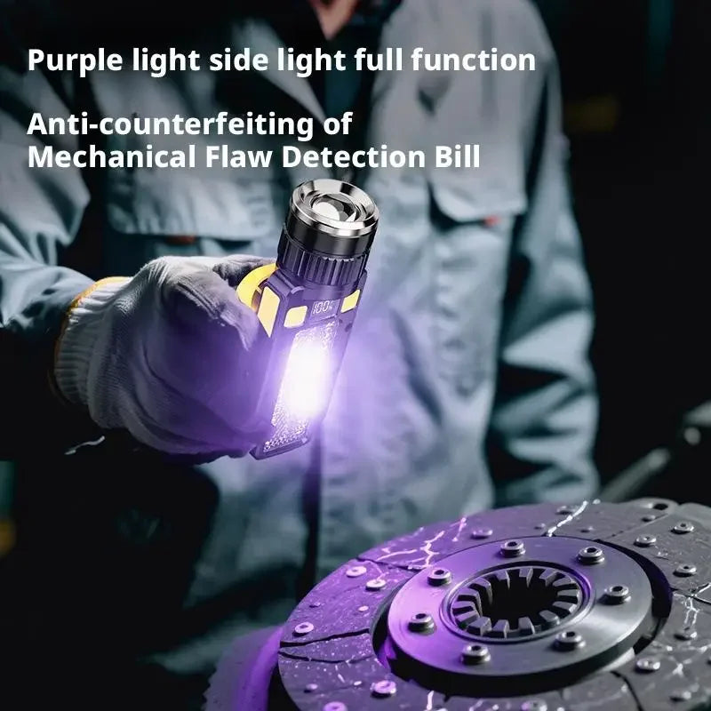 Multi-Purpose Outdoor Flashlight with Magnetic Emergency Lighting Purple Light Detection Work Light for Maintenance Oasis Select