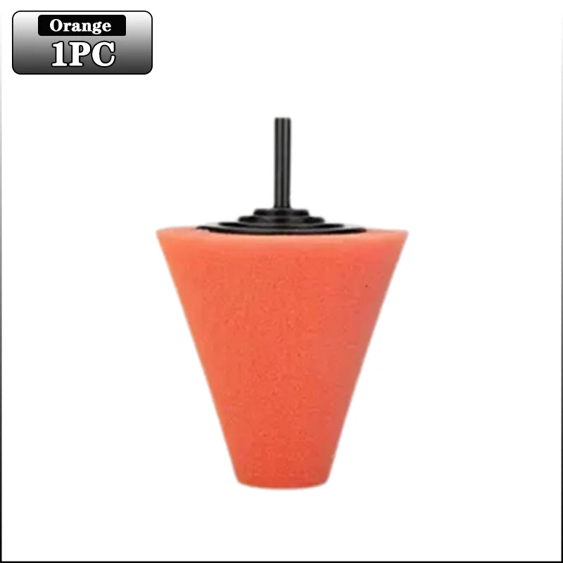 1-4PCS Car Hub Polishing Sponge Grinding Head Conical Sponge Wheel Buffer for Metal Plastic Automotive Wheel Detail Tool Oasis Select Conical Orange-1PC