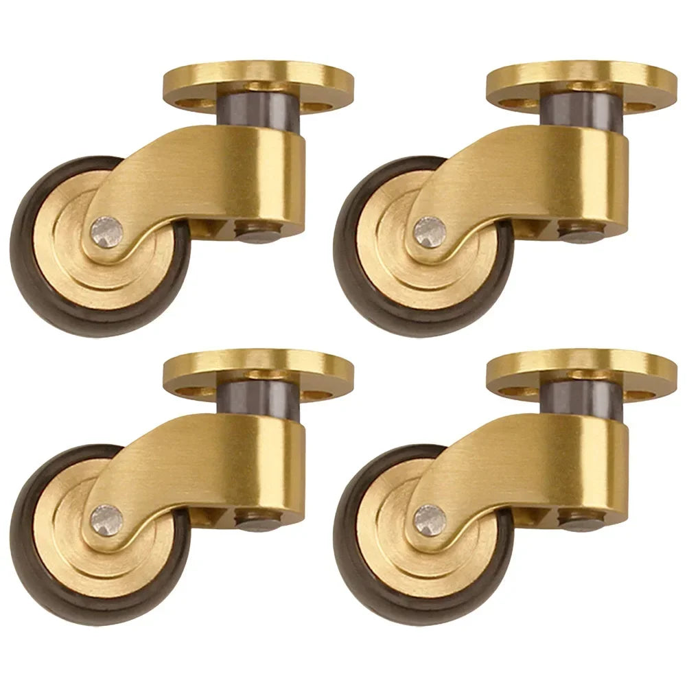 360 Degree Rotation Brass Casters Whisper-Quiet Operation Brushed Brass Finish Brass Wheels For Coffee Tables Caster Wheels Set Oasis Select China Mainland