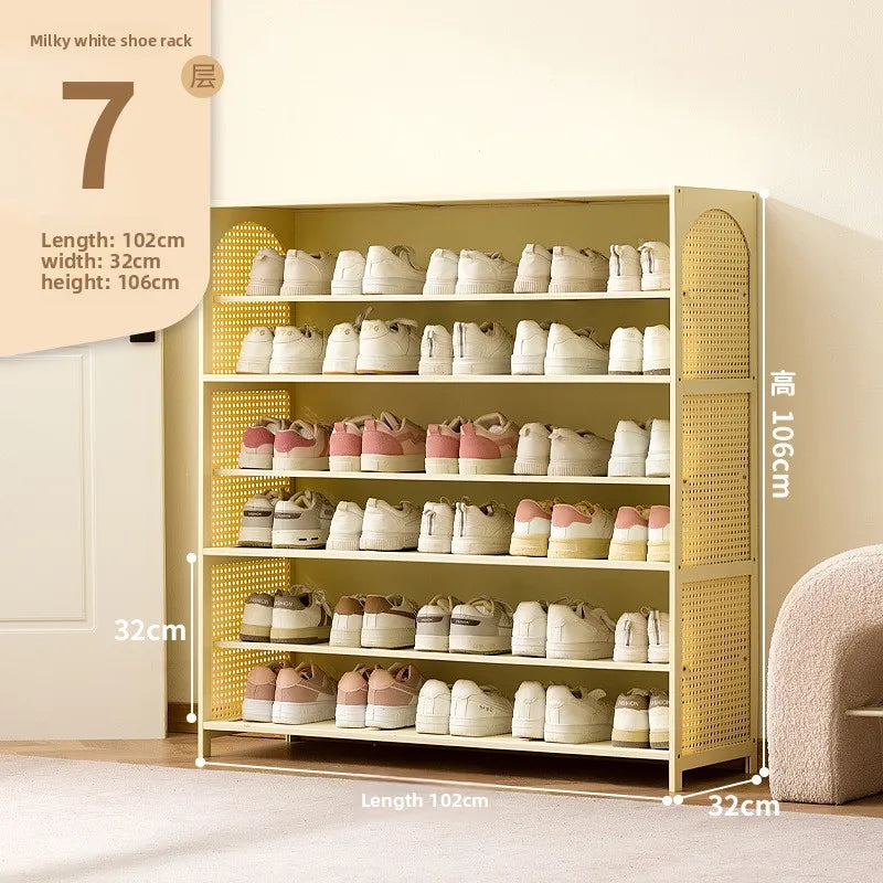 Simple shoe cabinet home door multi-layer baffle shoe rack corridor entrance economical home storage simple shoe cabinet Oasis Select Milk White 7-102