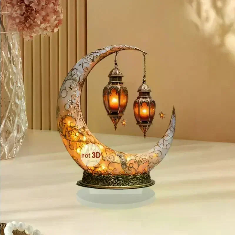 2D Acrylic Crescent Castle Ornament Ramadan Festival Decoration Eid Al-Fitr Mubarak Islamic Table Sign Home Party Events Decor Oasis Select