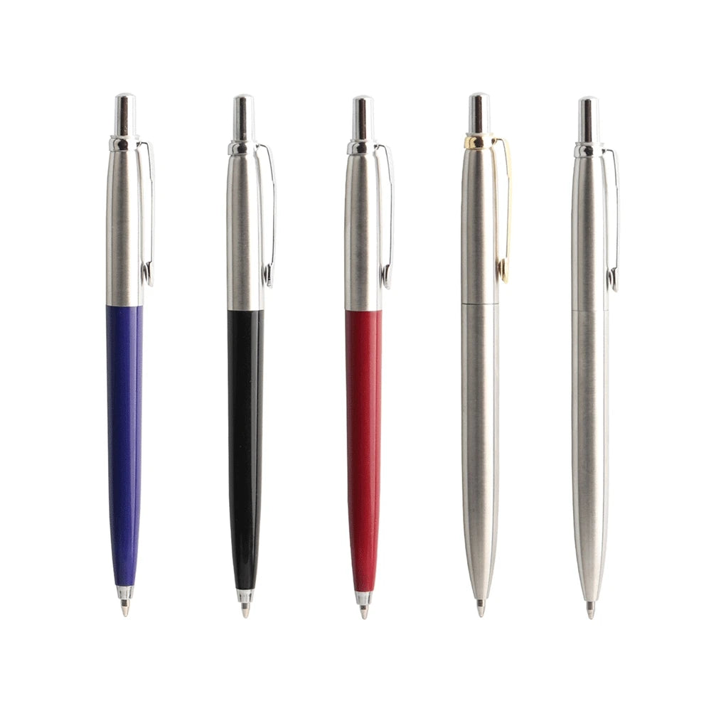 5Pcs Metal Ballpoint Pens Set,G2 Refill Blue Ink Automatic Pens, Promotional Writing Pens for School Office Stationery Metal Pen Oasis Select