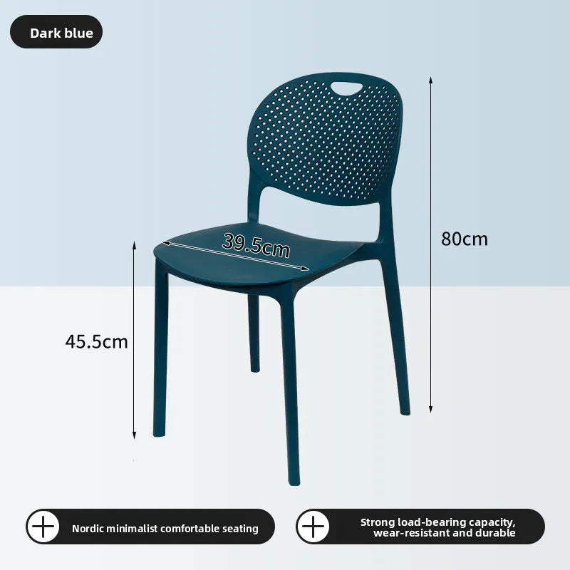 Plastic chair Back chair Thickened desk stool Study home bedroom Nordic creative dining chair can be stacked Oasis Select Dark blue 2 pieces