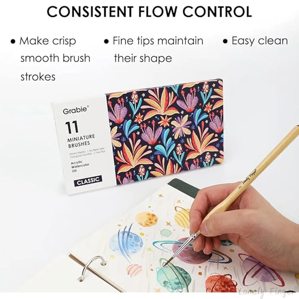 11pcs Triangle Tiny Detail Paint Brushes Fine Paint Brushes for Model Crafts Watercolor Acrylics Oil Oasis Select