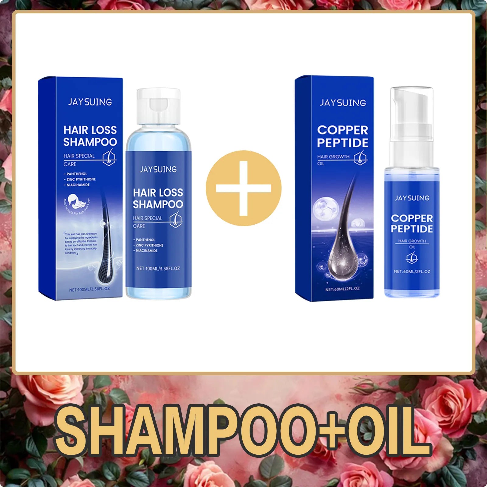 Copper Peptide Hair Growth Set – Shampoo, Serum, Spray & Oil Hair Growth Care Set Oasis Select Shampoo Oil Set