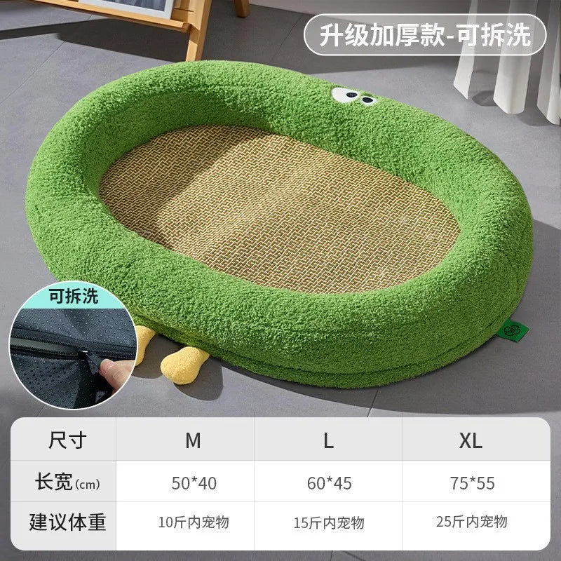 Summer Pet Wicker MATS, Cat Beds, Cool and Breathable Cat Beds, Dog Bed MATS, and Pet Ice Pads Can Be Disassembled and Washed Oasis Select Ellipse green XL 75x55cm