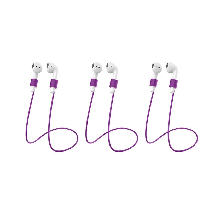1/3pcs Silicone Strap Magnetic Anti-Lost Rope Bluetooth TWS Earphone Anti Lost Strap For Airpods 1/2/3 Gen Lenovo Earbuds Cord Oasis Select 3pcs Purple No Magnetic