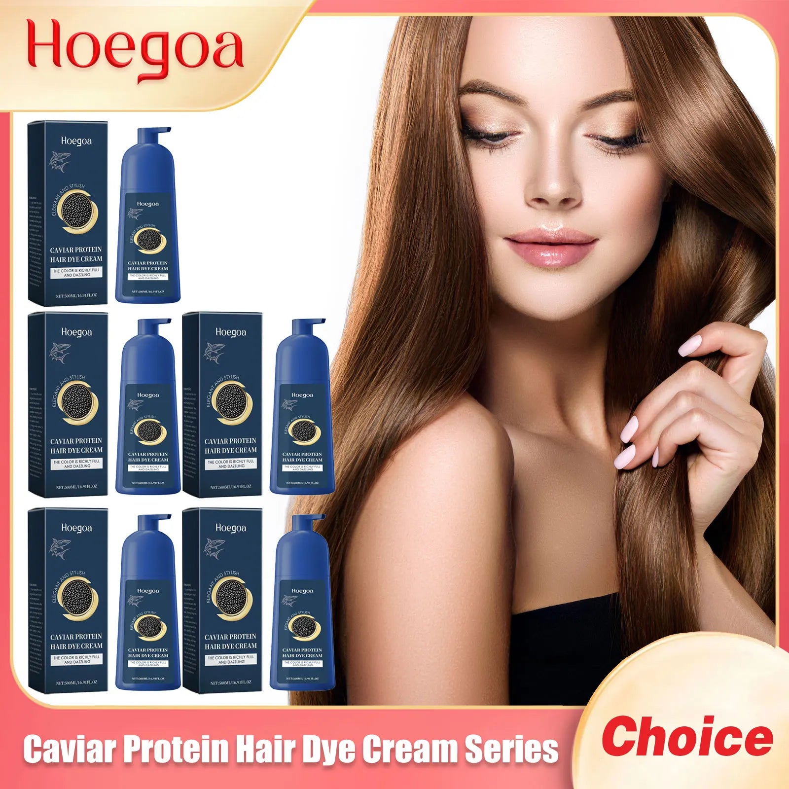 HOEGOA Caviar Protein Hair Color Shampoo Black Brown 500ml