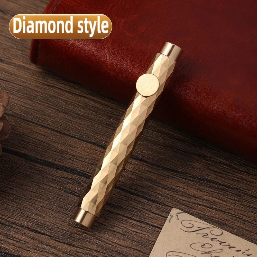 Portable Scalable Metal Fountain Pen Handwriting Retro Vintage Brass Pens Short Artist Writing Mini Pocket Pen Stationery Oasis Select Diamond Style