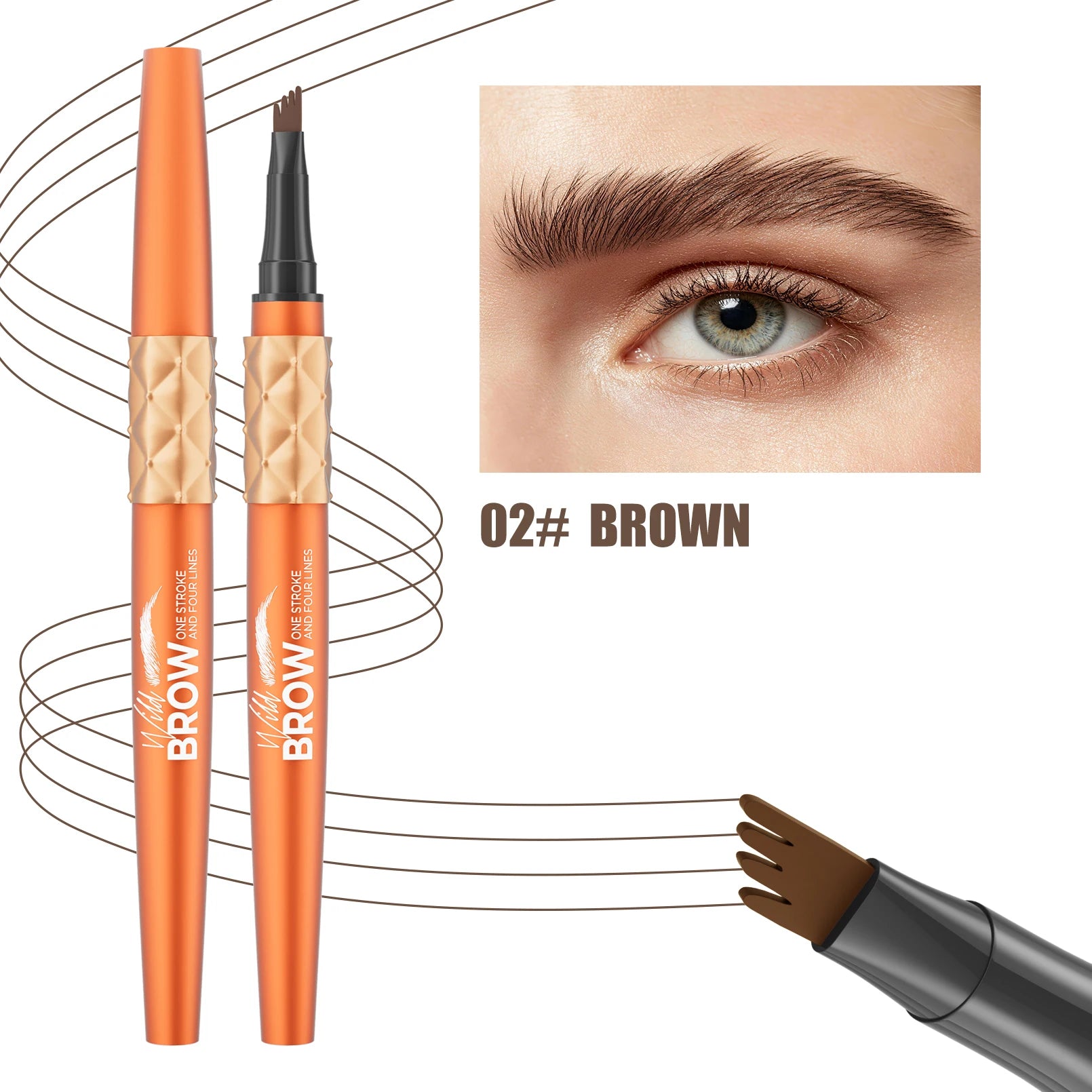 Hello Kiss 4-Tip Liquid Eyebrow Pen – Waterproof, Long-Lasting