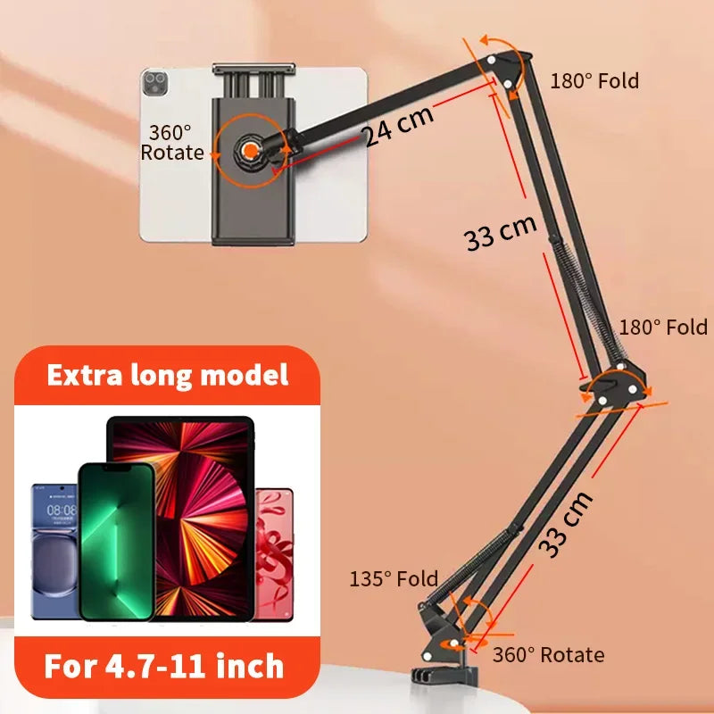 Tablet Holder for Bed with 90cm Metal Arm 360° Rotating Bed Tablet Mount Stand For iPad Stand 4.5~11 Inch Phone Tablet Bracket Oasis Select Extended model