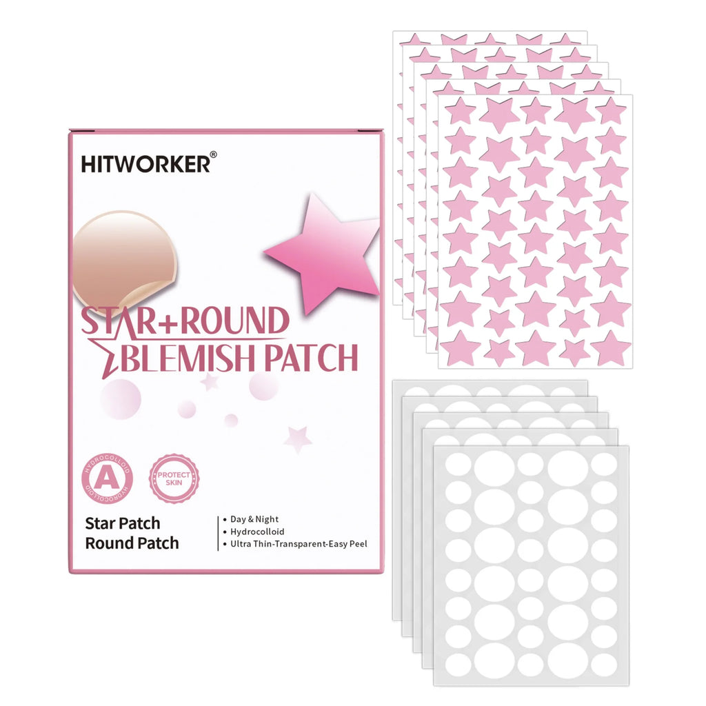 380 pcs hydrogel patch covering defects, pink star and transparent round patch combination, can be used as facial decoration Oasis Select 380pcs