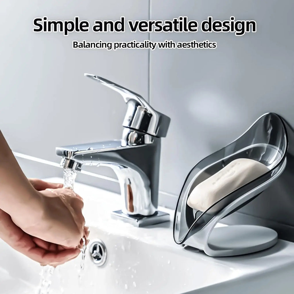 2pcs Self Draining Soap Dish with Suction Cup Jaboneras Para Baños Modernos Leaf Design Bar Soap Dish for Shower Sink Kitchen Oasis Select