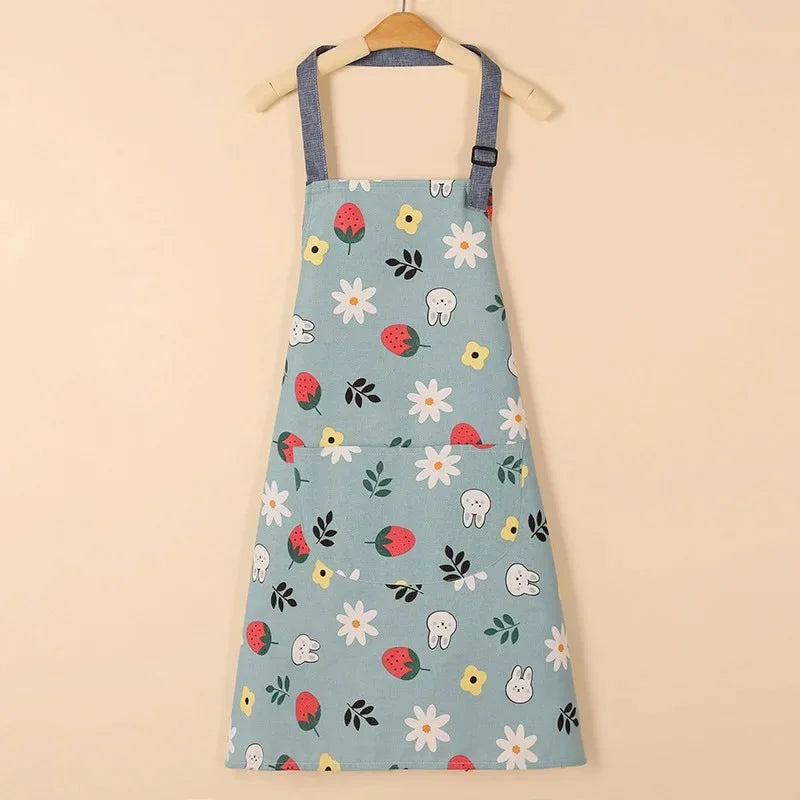 1PC Aprons Fashion Cotton Fabric Waterproof Thickened Dirt Resistant Kitchen Apron and Home Work Clothes Gardening Work Clothing Oasis Select B OneSize