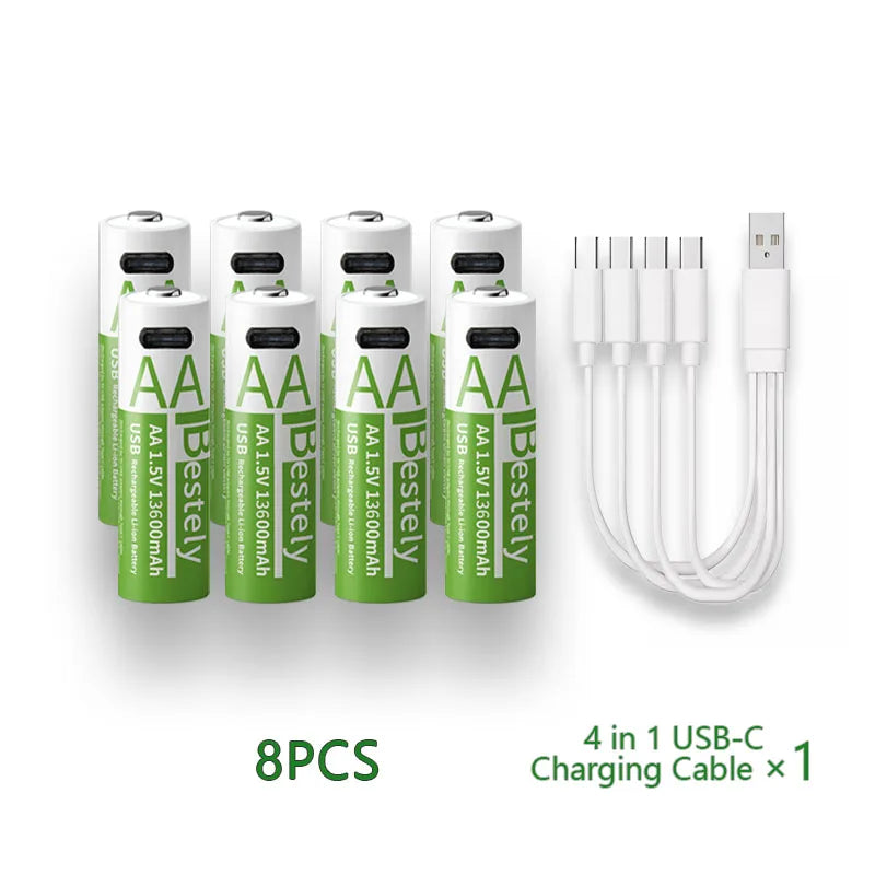 New AA USB rechargeable lithium-ion battery 1.5V AA 13600mAh/lithium-ion battery for Mouse watch toy MP3 player Camera keyboard Oasis Select 8 pcs AA Batteries 1.5V