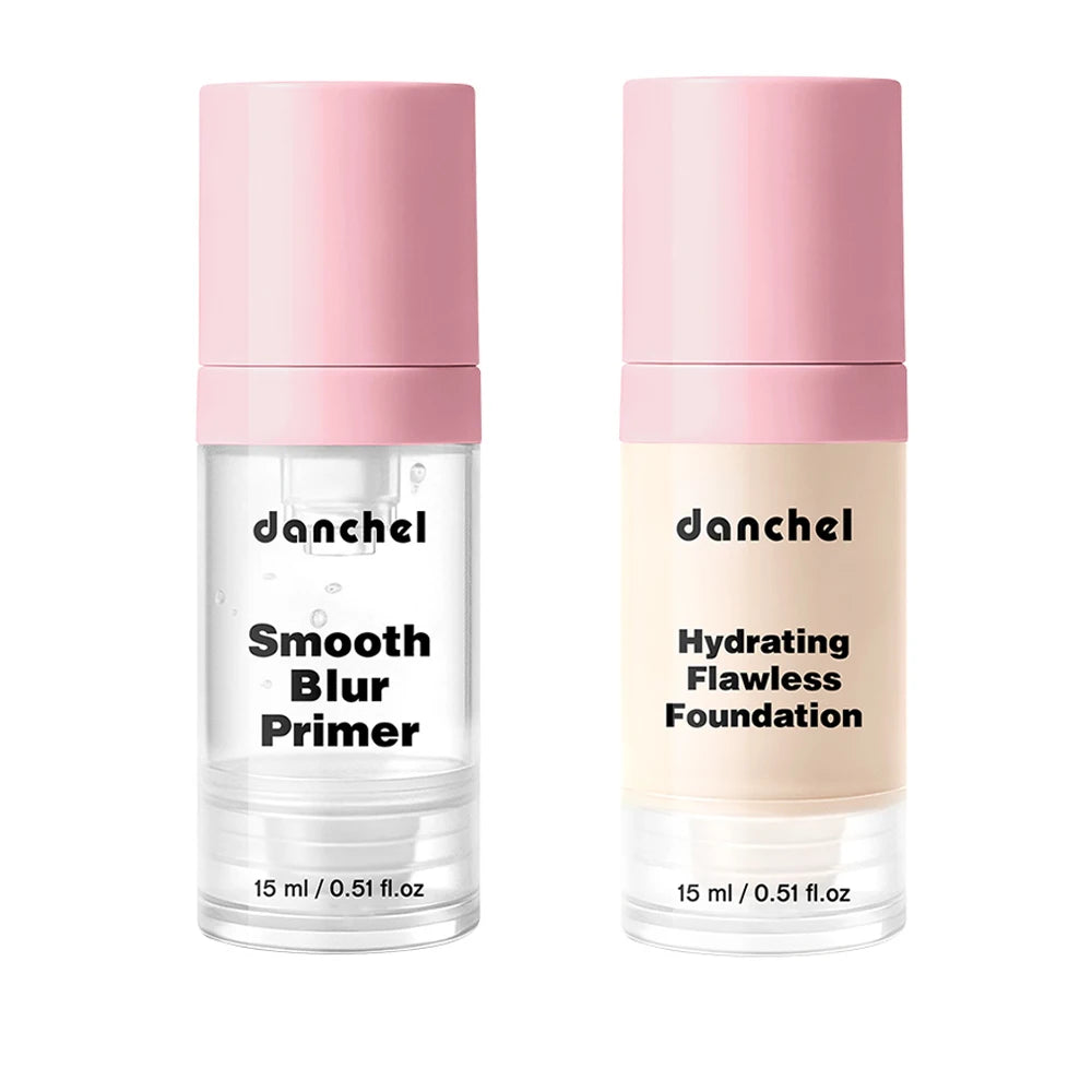 Makeup Set 2Pcs Primer & Liquid Foundation Long Lasting Buildable Medium Coverage Hydrating Smooth Blur Pores Base Makeup Oasis Select