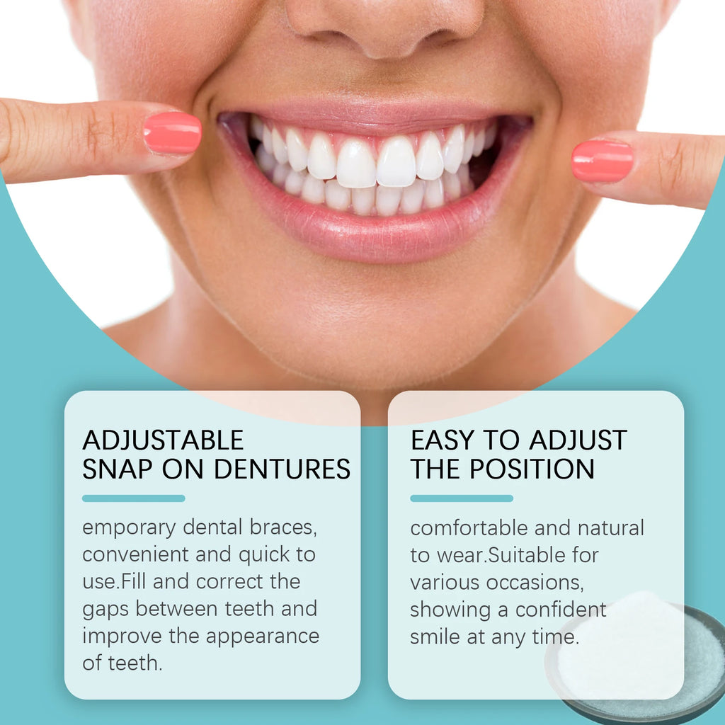 Adjustable Snap-On Dentures - Comfortable & Natural Temporary Tooth Filling Kit, Teeth Gap Correction Set Oasis Select