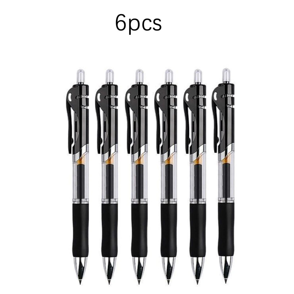 6/12pcs Retractable Gel Pens Set Black/Red/Blue Ink Ballpoint for Writing Refills Office Accessories School Supplies Stationery Oasis Select 6Pcs black