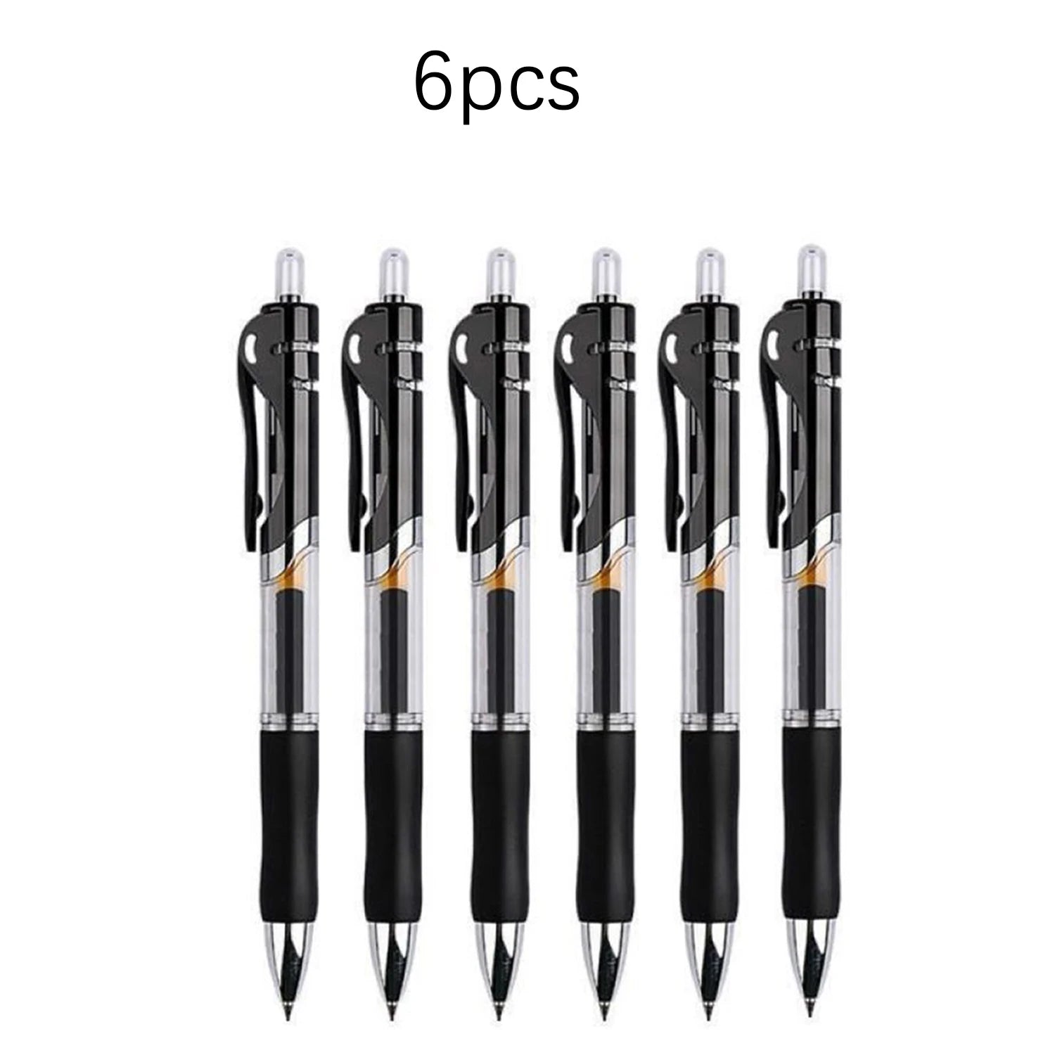 6/12pcs Retractable Gel Pens Set Black/Red/Blue Ink Ballpoint for Writing Refills Office Accessories School Supplies Stationery Oasis Select 6Pcs black