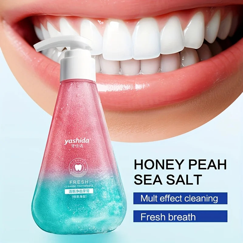 Fresh and Dazzling White Toothpaste, Fresh Breath Toothpaste, Peach Fruit Sea Salt Toothpaste 220g Oasis Select