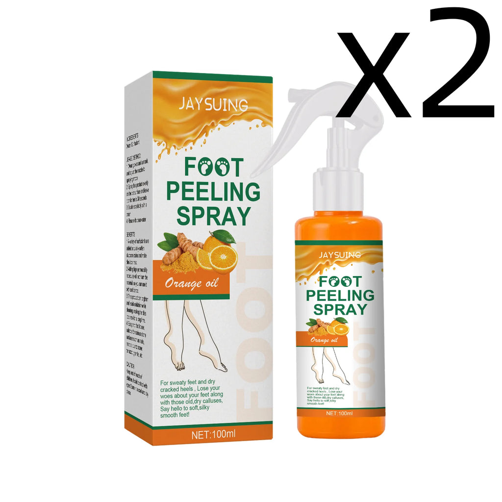 Orange Oil Foot Peeling Spray Exfoliate Rough Skin Soften Heels Repairing Dry Cracks Smoothing Foot Skins Feet Exfoliating Spray Oasis Select 100ml Boxed X 2PCS