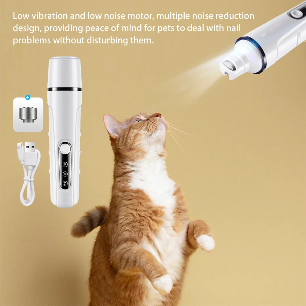 Electric Pet Nail Grinder with LED Light | 3-Speed USB Rechargeable