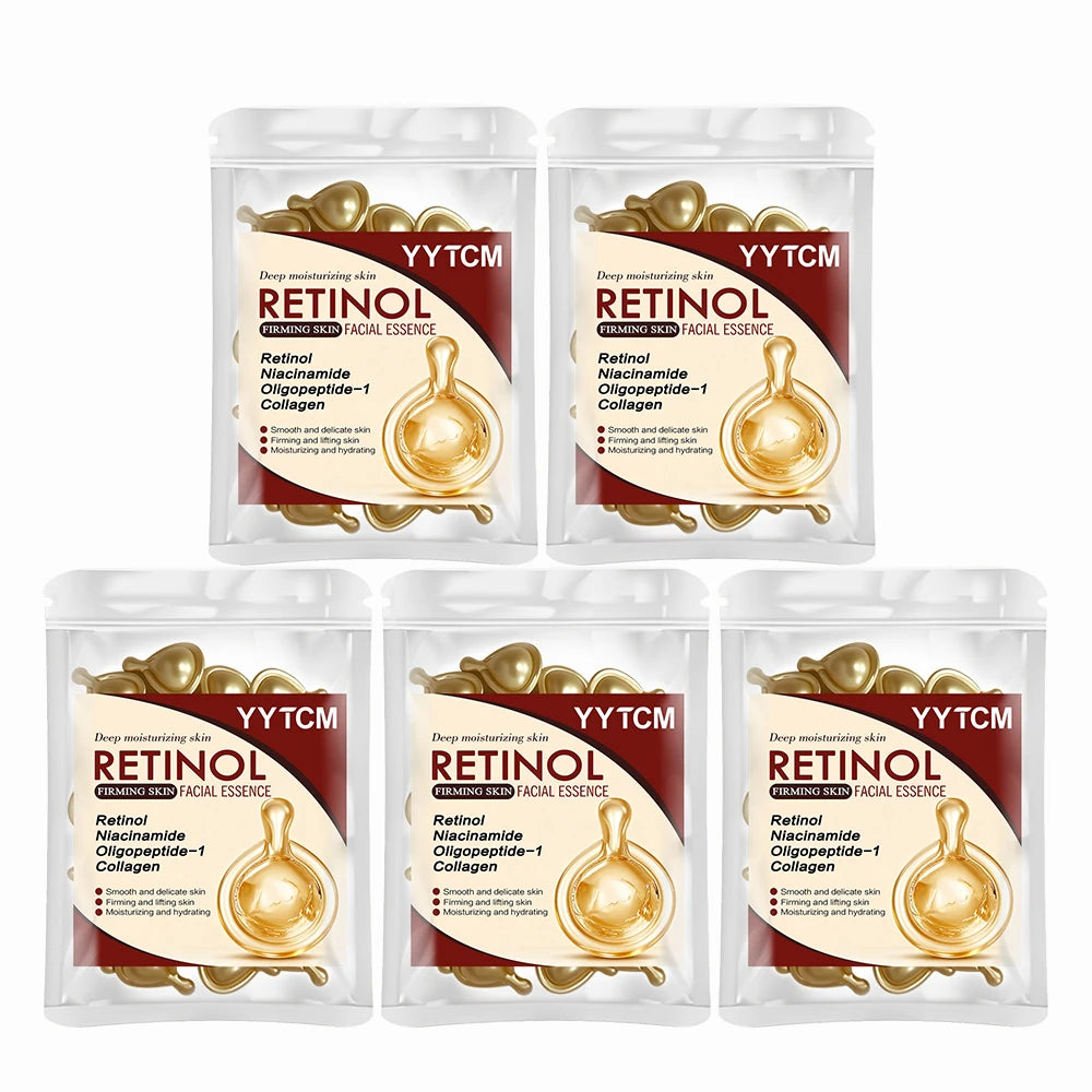 Retinol Firming Facial Moisturizing Essence Capsules, Retinol Facial Essence, Contains Hydrolyzed Collagen, Niacinamide, Deep Moisturizing (0.5Gx30 Capsules)/Bag-1 Bag Oasis Select 5 Bags