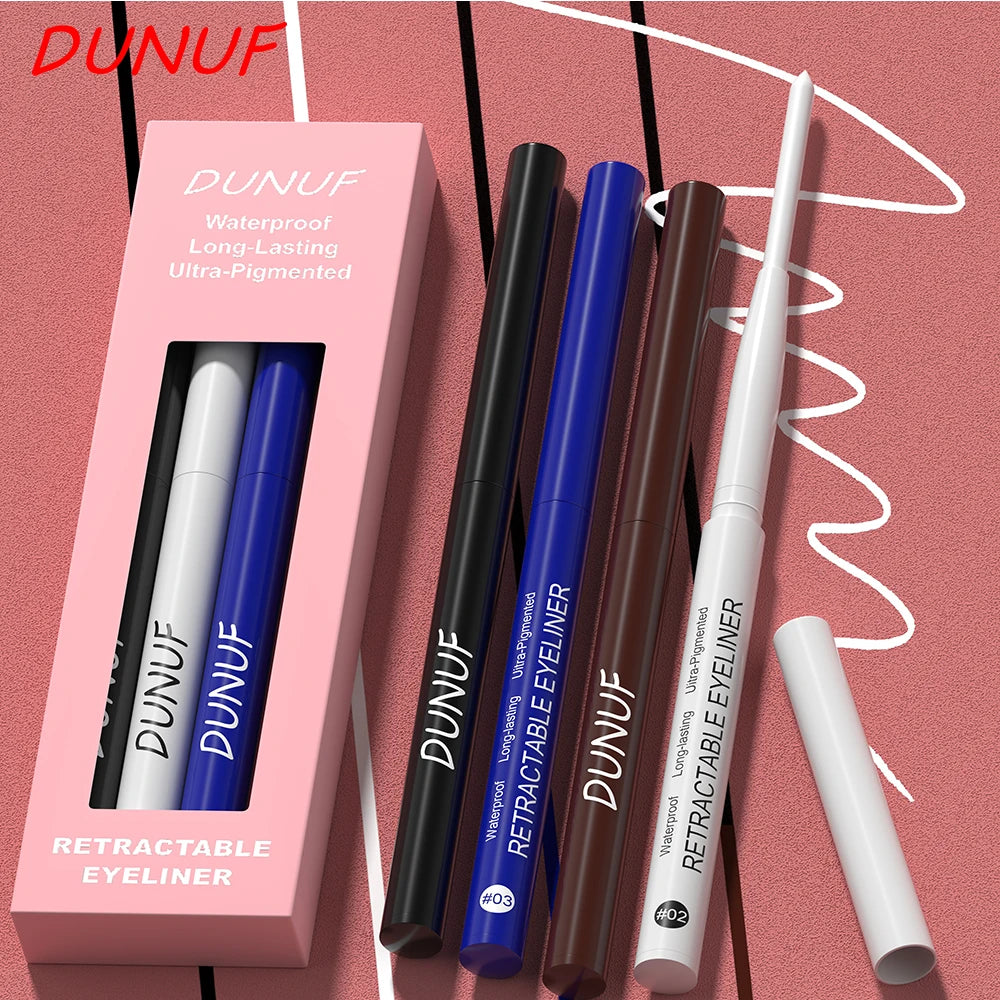 DUNUF 4 Pcs Durable Waterproof Eyeliner Pencil Non-smudging Soft Easy to Operate Sweat-proof and Easy to Color Beginner Friendly Oasis Select