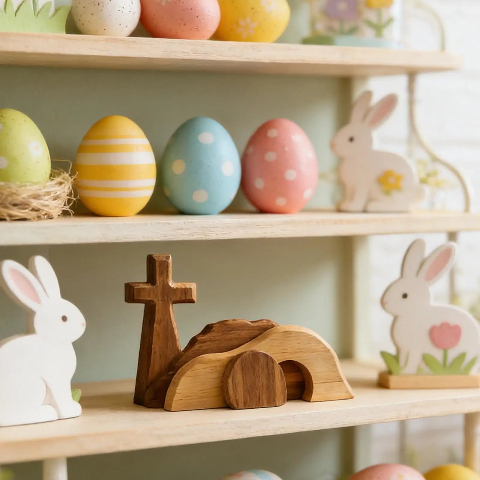 Empty Tomb Easter Scene And Cross Decoration Wooden Easter Resurrection Cross Jesus Tomb Tray Set Jesus Nativity Scene Decor Oasis Select
