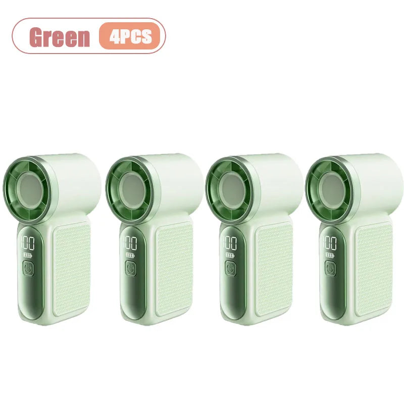 Long Lasting Turbo Mini Handheld Fan USB Rechargeable Portable Outdoor Small Fan High Speed Powerful Airflow Cooling Gadget Oasis Select Green-4PCS