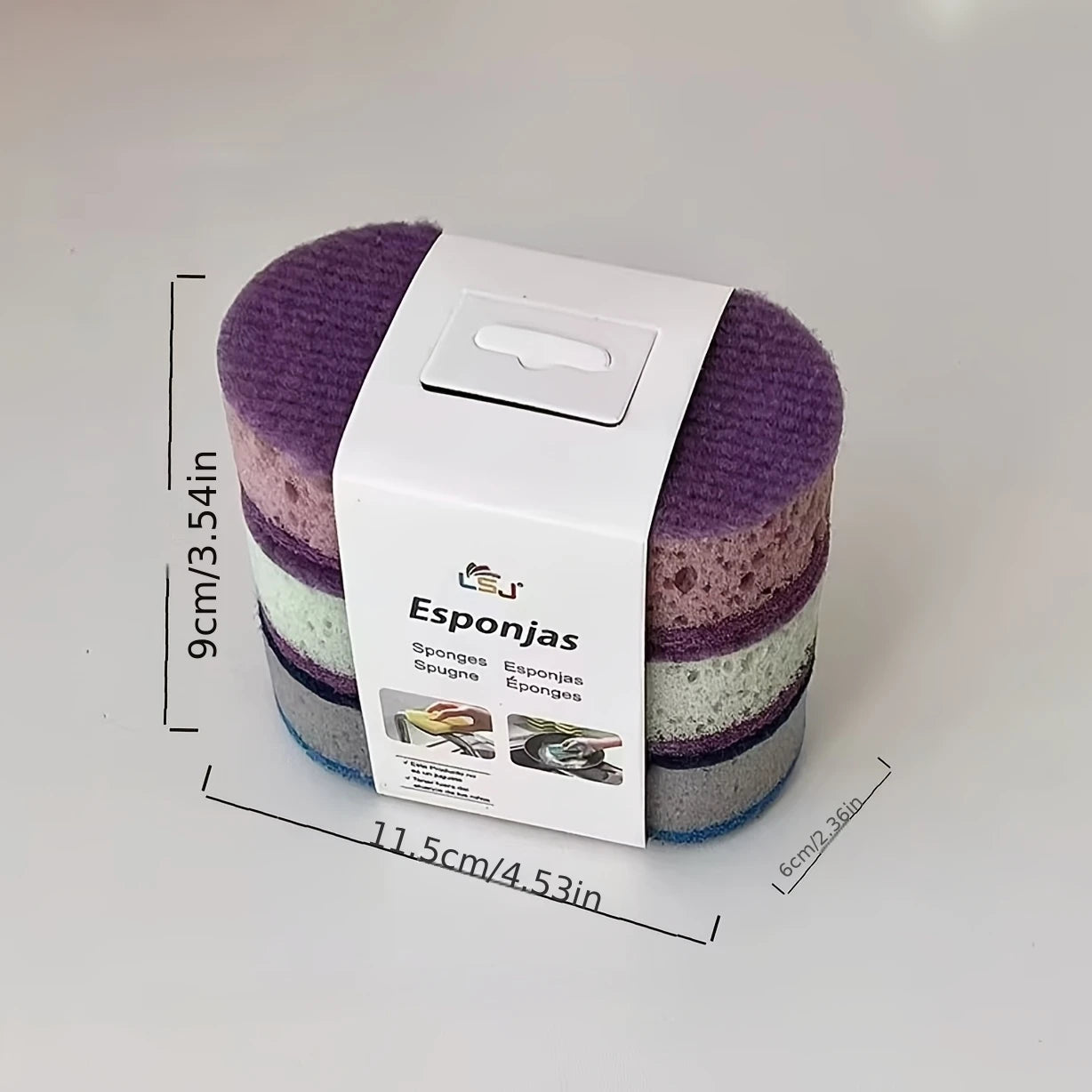 3PCS Three Color Random, Household Cleaning Sponge Wipe, Thick High-density Double-sided Kitchen Dishwashing Wipe, Scouring Pad Oasis Select