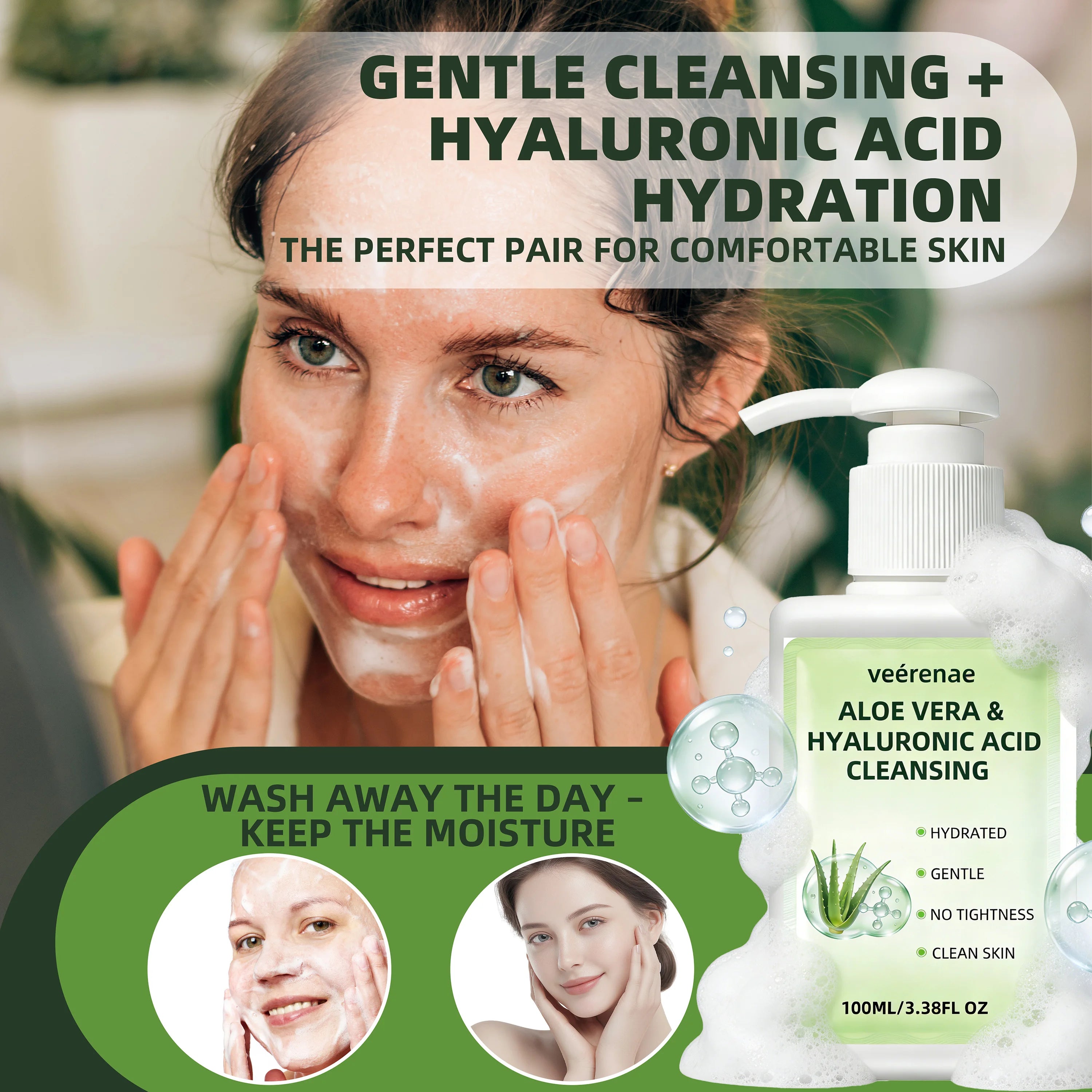 Aloe Vera & Hyaluronic Acid Face Wash | All Skin Types