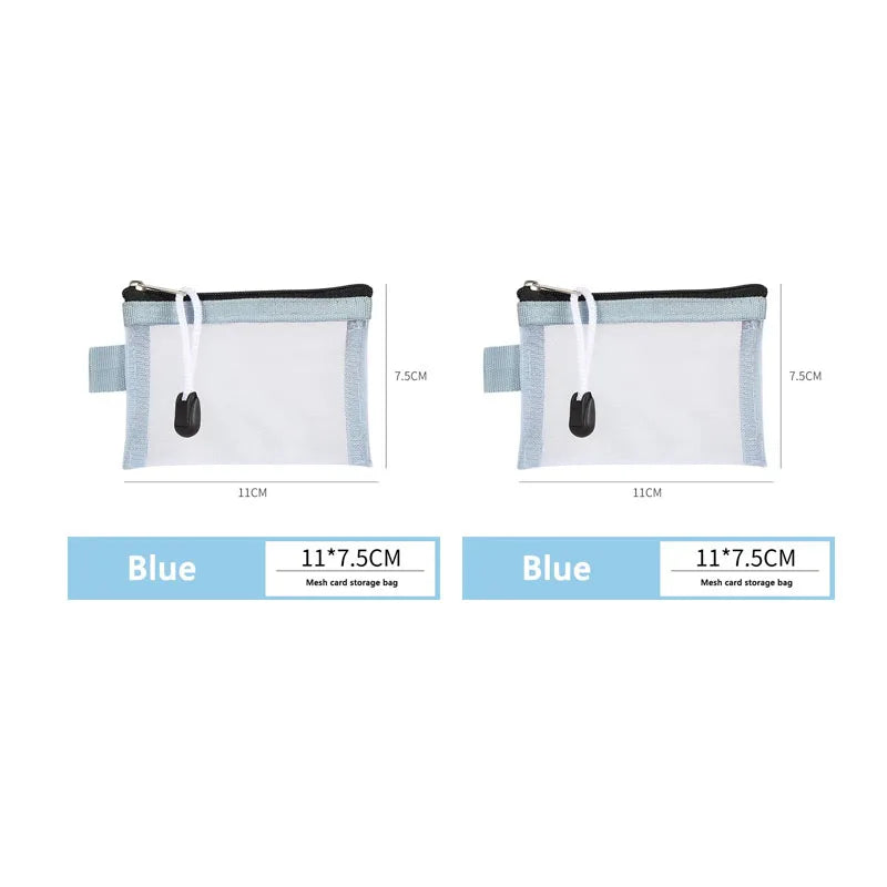 1/2pcs Storage Bags Mesh Cosmetic Bag Wallet Nylon Small Coin Purse Mini Zipper Pouch Mesh Storage Bags ID Credit Card Holder Oasis Select 2pcs Blue