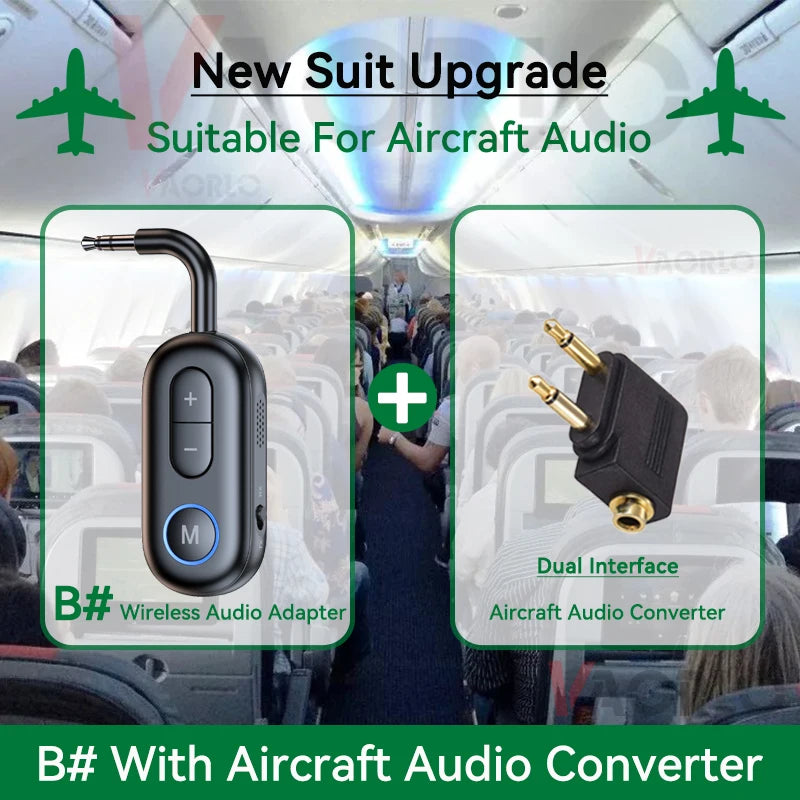 Bluetooth 5.3 Audio Transmitter Receiver 3.5MM AUX Hifi Stereo Music Wireless Adapter With Mic For Car Airplane TV PC Headphone Oasis Select B With AP Converter v5.3