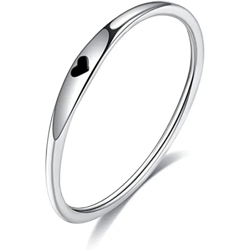 925 Sterling Silver Carved Heart Stackable Promise Ring | Sizes 6–10 Sterling Silver Ring Oasis Select Silvery 5