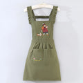 Cartoon Kitchen Apron Princess Style Waterproof Cooking Baking Bibs Cross Back Anti-fouling Florist Shop Work Clothes for Women Oasis Select Green