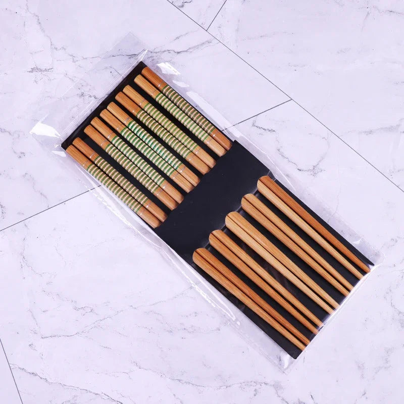 5Pair Japanese Style Wood Chopsticks Color Reusable Chopstick Red Sandalwood Noodle Tool Chinese Gift Tableware Set New 2023 Oasis Select L