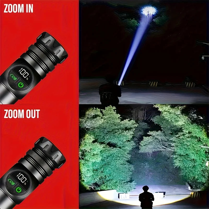 Mikenoon Tactical LED Flashlight – Zoom, USB-C, COB & Magnet