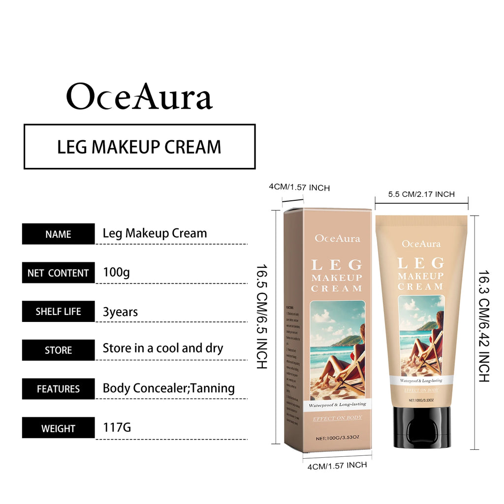Body Foundation Bronze Leg Makeup Waterproof Long Lasting Even Skin Tone With Powder Puff Covers Imperfections Tanning Cream Oasis Select