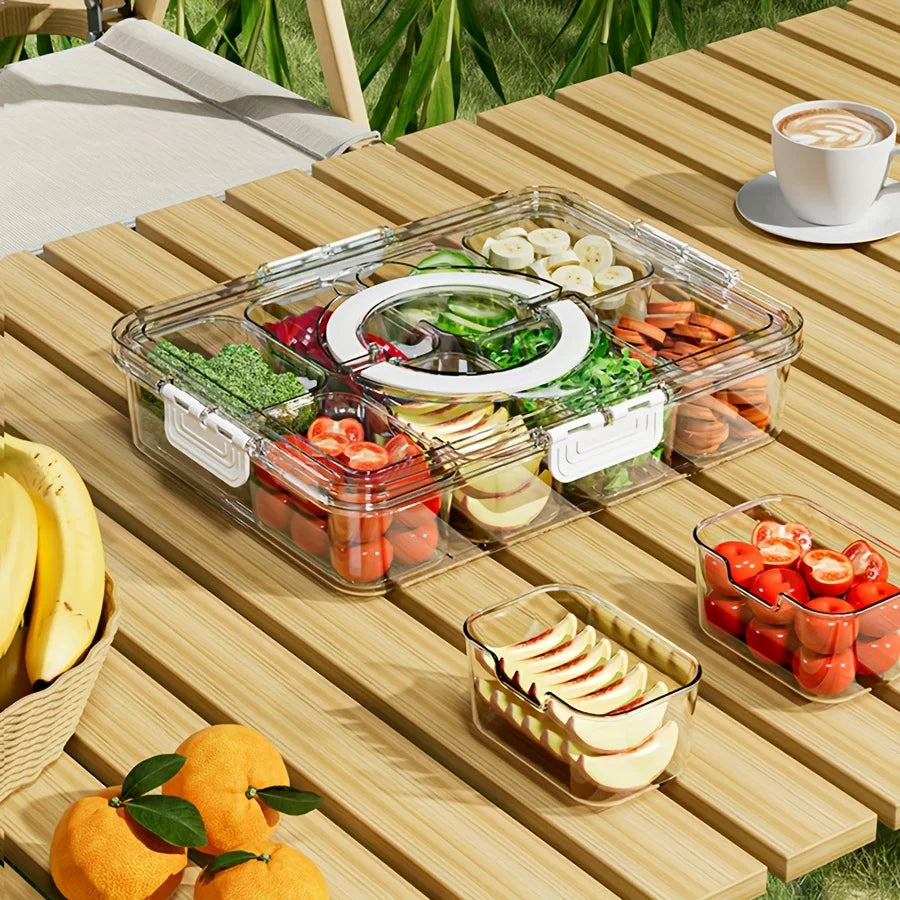 Divided Plate with Lid, Food Storage Box, Snack Box, 4/8 Grid Snack Box, Fruit Storage Box for Refrigerator, Vegetable, Fruit Oasis Select