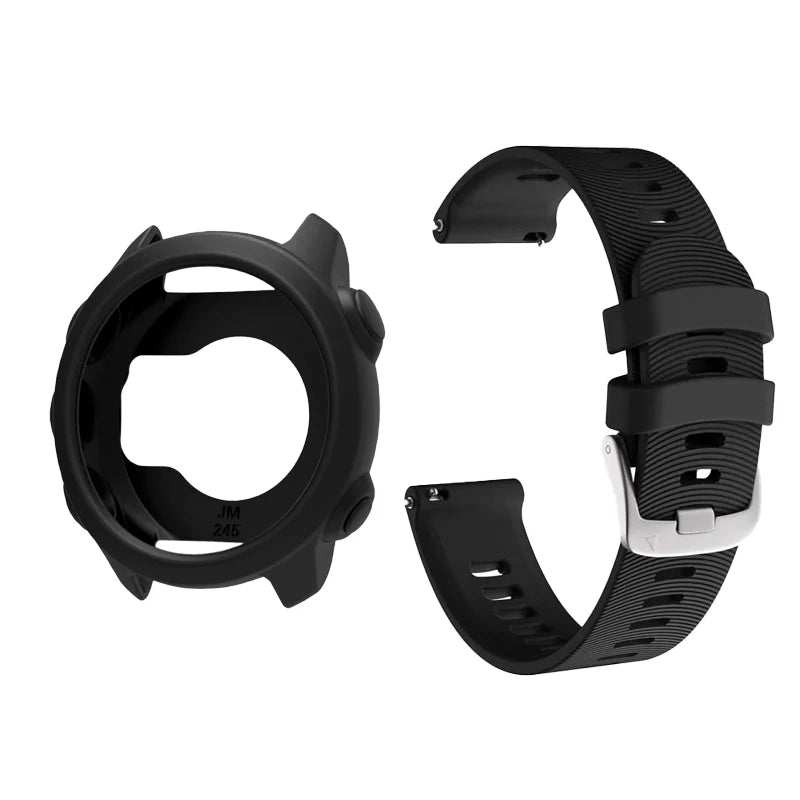 Garmin Forerunner 245 Silicone Case & 20mm Band Combo Watch Band & Case Oasis Select Black
