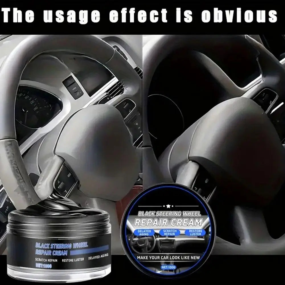 Car Steering Wheel Repair Paste Restores Black Gloss, Application Cracking, Finish, Removes Peeling Easy Plastic-Like Tools Oasis Select