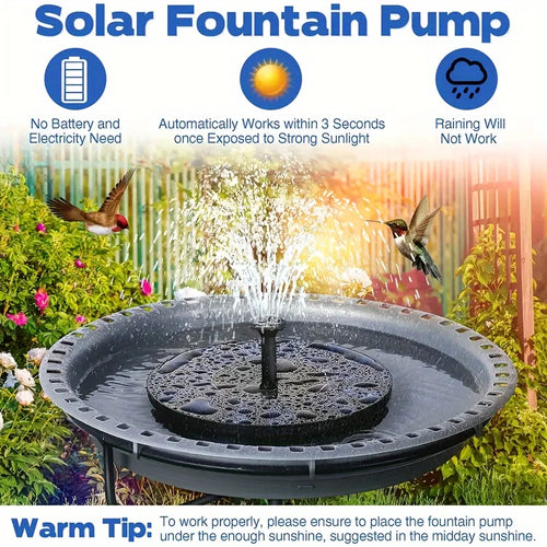 2.5W Solar Fountain Water Pump for Bird Bath Pond Swimming Pool Fish Tank,Outdoor Pump with 6 Nozzle Garden Decor Oasis Select