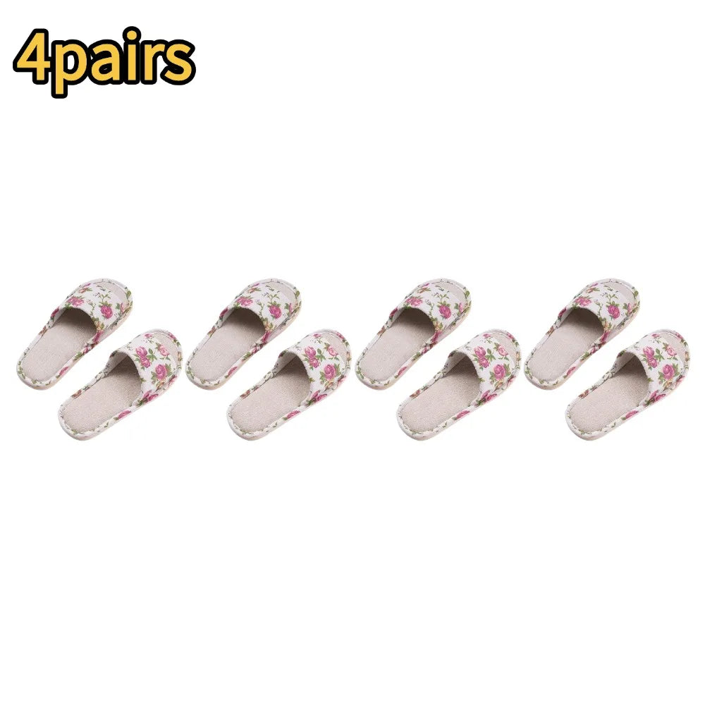Fashion Floral Slippers Women Casual Comfortable Indoor Home Flat Shoes Anti Slip Sandals Spring Autumn September Essential Oasis Select 4pairs 37-38