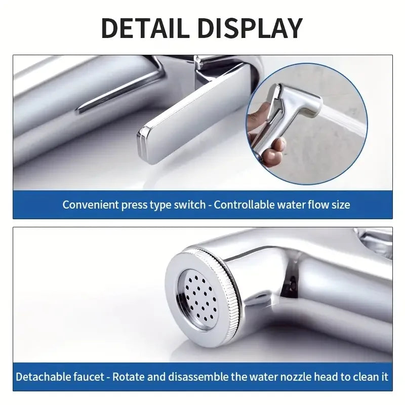 Handheld Bidet Sprayer Set with Hose & Bracket – Toilet Spray Gun