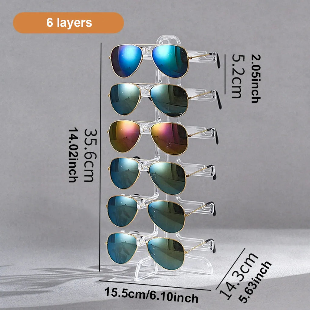 1pc Transparent multi-layer eyeglass frame, sunglasses display frame, desktop storage frame, minimalist storage frame Oasis Select 6 layers