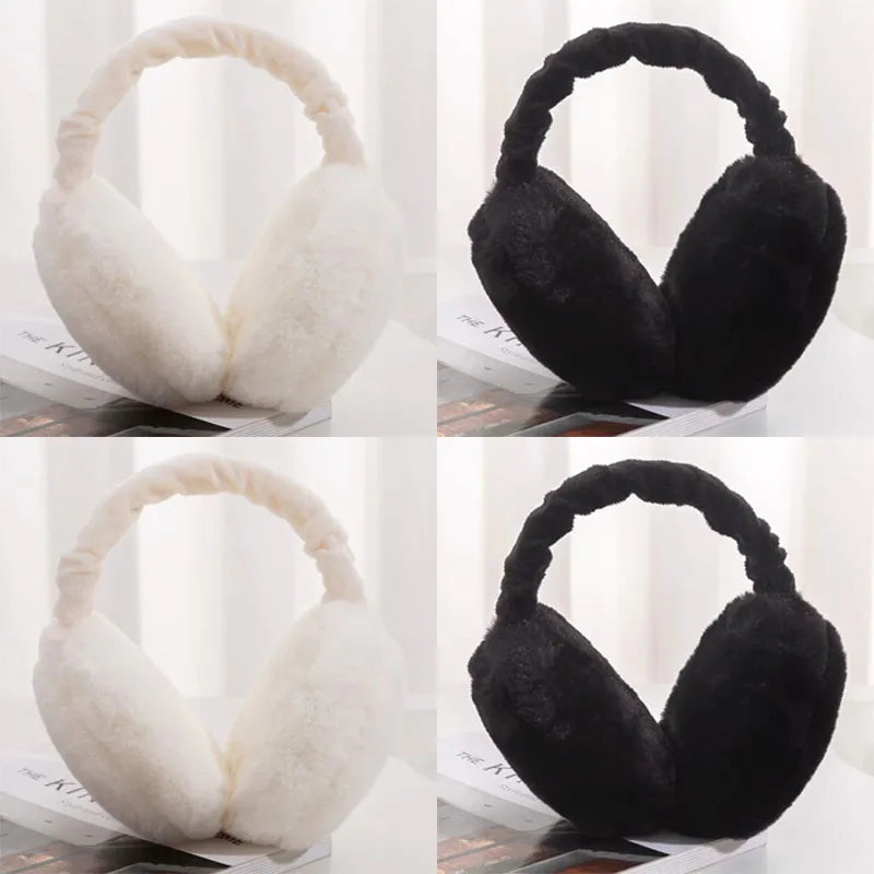 1/2/3/4pcs Solid Color Soft Plush Ear Warmer Winter Warm Earmuffs Fashion Ear Cover Outdoor Protection Ear-Muffs Folding Earflap Oasis Select 4pcs-mix