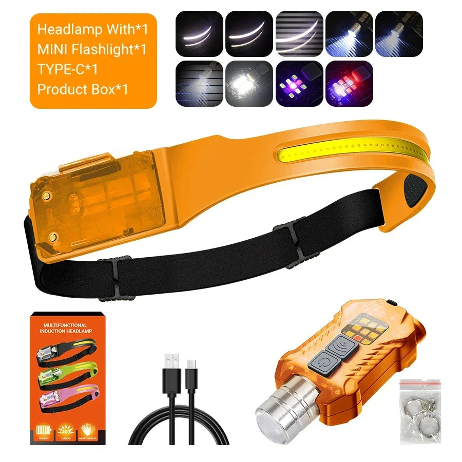 USB Rechargeable COB LED Sensor Headlamp | IP65 Waterproof