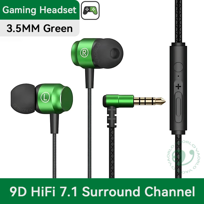Digital Chip Wired Earphone 3.5mm AUX/Type C 9D HIFI Heavy Bass In-Ear Game Headsets For Samsung Huawei Xiaomi OPPO iPad PC MP3 Oasis Select 3.5MM Green