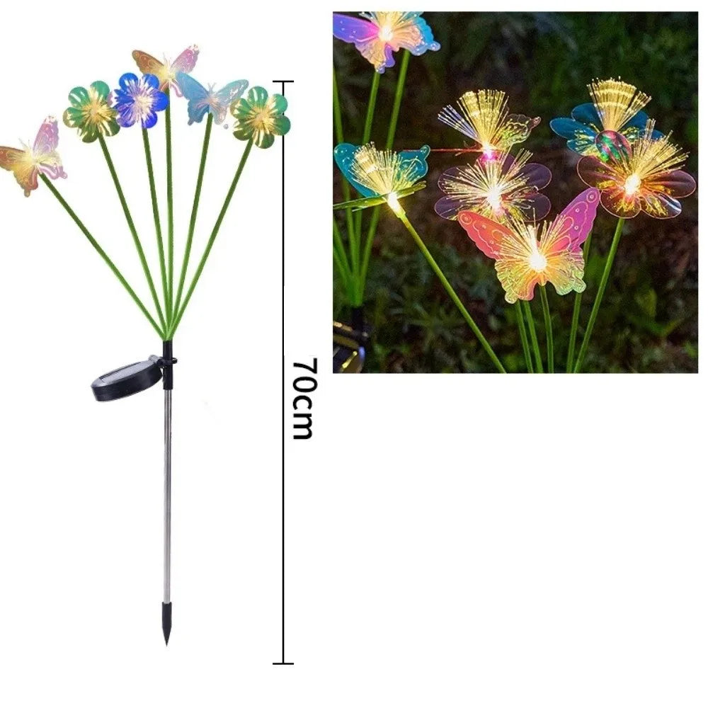 Solar Fiber Optic Flower Garden Stake Light | Waterproof 6/8 Head